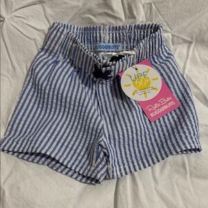 Ruffle Butts Blue and White Striped Kids Swim Trunks Brand New with tags!